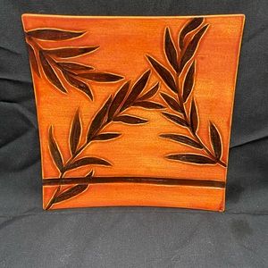 Bamboo Signed Artist Designed Pottery Plate